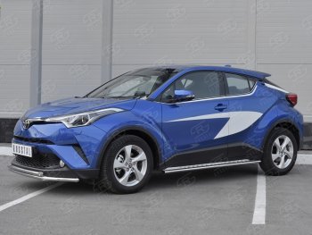 16 999 р. Защита переднего бампера (2 трубы Ø42 мм, нержавейка) SLITKOFF  Toyota C-HR  NGX10, ZGX10 (2016-2019) дорестайлинг  с доставкой в г. Йошкар-Ола. Увеличить фотографию 3