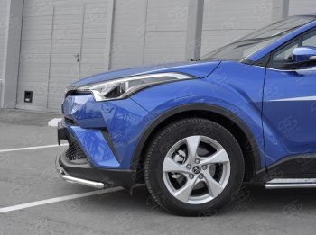 16 999 р. Защита переднего бампера (2 трубы Ø42 мм, нержавейка) SLITKOFF  Toyota C-HR  NGX10, ZGX10 (2016-2019) дорестайлинг  с доставкой в г. Йошкар-Ола. Увеличить фотографию 4