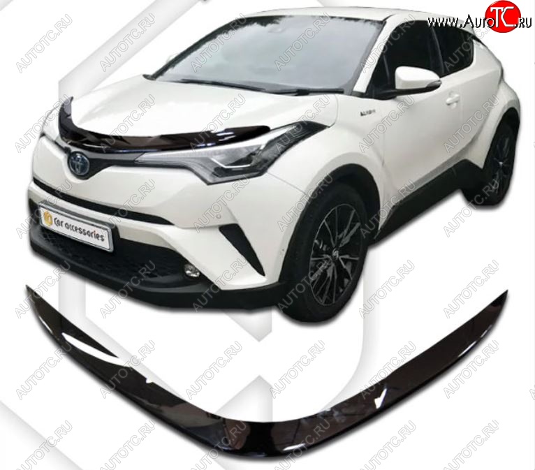 1 999 р. Дефлектор капота CA-Plastiс  Toyota C-HR  NGX10, ZGX10 (2019-2025) рестайлинг (Classic черный, Без надписи)  с доставкой в г. Йошкар-Ола