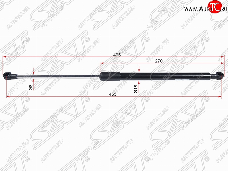 929 р. Левый газовый упор крышки багажника SAT  Toyota Caldina  T240 (2002-2007) универсал дорестайлинг, универсал рестайлинг  с доставкой в г. Йошкар-Ола