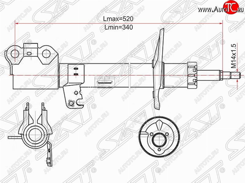 4 649 р. Левый амортизатор передний (2WD, 4WD) SAT Toyota Caldina T240 универсал дорестайлинг (2002-2004)  с доставкой в г. Йошкар-Ола