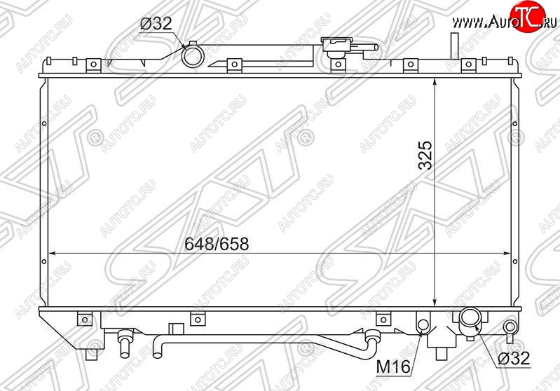 4 549 р. Радиатор двигателя SAT Toyota Caldina T190 дорестайлинг универсал (1992-1995)  с доставкой в г. Йошкар-Ола