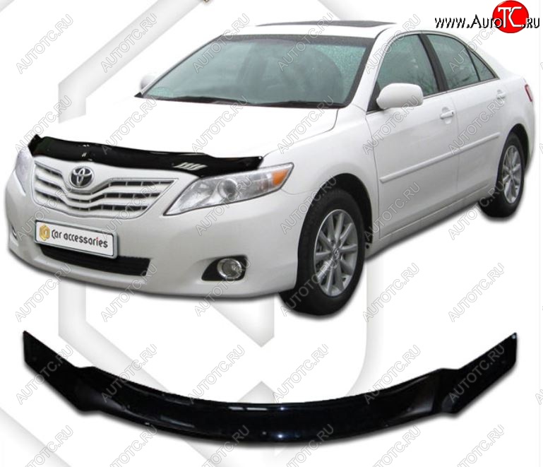 2 189 р. Дефлектор капота CA-Plastiс  Toyota Camry  XV40 (2009-2011) рестайлинг (Classic черный, Без надписи)  с доставкой в г. Йошкар-Ола