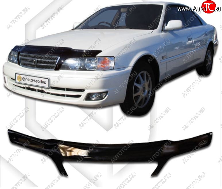 2 199 р. Дефлектор капота CA-Plastiс  Toyota Chaser (1996-2001) (Classic черный, Без надписи)  с доставкой в г. Йошкар-Ола