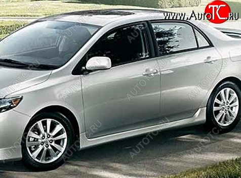 7 399 р. Пороги накладки CT Toyota Corolla E150 седан рестайлинг (2009-2013) (Неокрашенные)  с доставкой в г. Йошкар-Ола