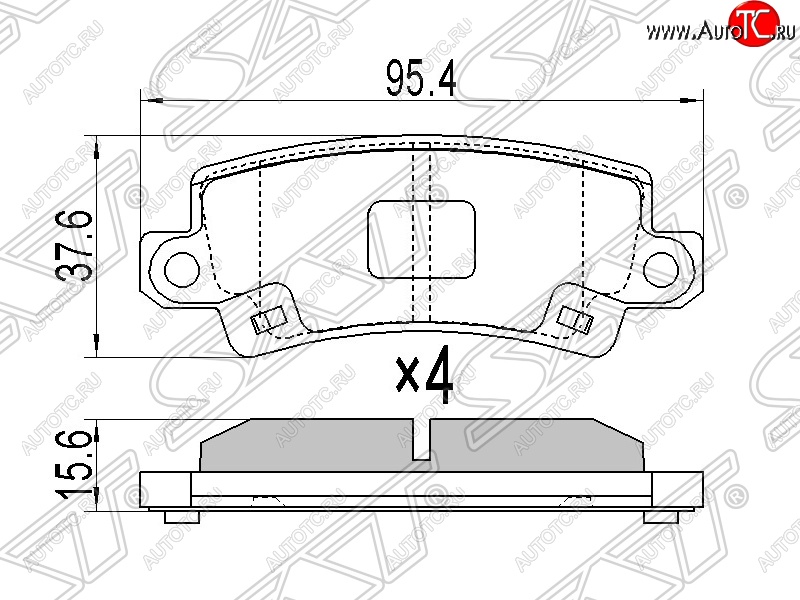 859 р. Колодки тормозные SAT (задние) Toyota Corolla Fielder E120 универсал дорестайлинг (2000-2002)  с доставкой в г. Йошкар-Ола