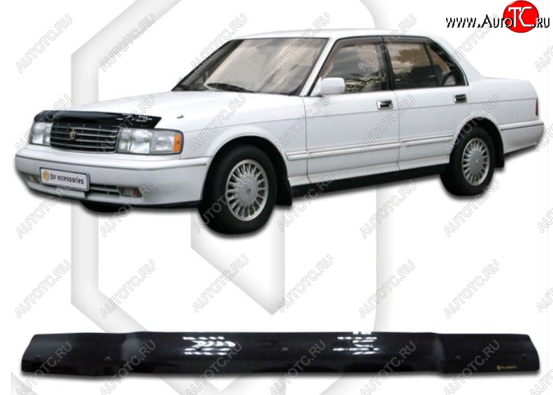 1 899 р. Дефлектор капота CA-Plastiс  Toyota Crown  S130 (1991-1999) седан 2-ой рестайлинг (Classic черный, Без надписи)  с доставкой в г. Йошкар-Ола