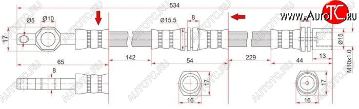 1 379 р. Тормозной шланг SAT (левый/правый)  Toyota Crown  S130 (1991-1999) седан 2-ой рестайлинг, универсал 2-ой рестайлинг  с доставкой в г. Йошкар-Ола