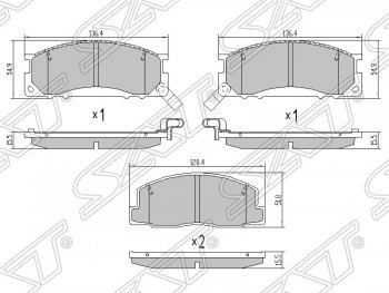 Колодки тормозные SAT (передние) Toyota Estima XR10,XR20 (1990-1999)