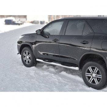 26 999 р. Пороги труба d76 с накладкой (v1) SLITKOFF Toyota Fortuner AN160 дорестайлинг (2015-2020)  с доставкой в г. Йошкар-Ола. Увеличить фотографию 3