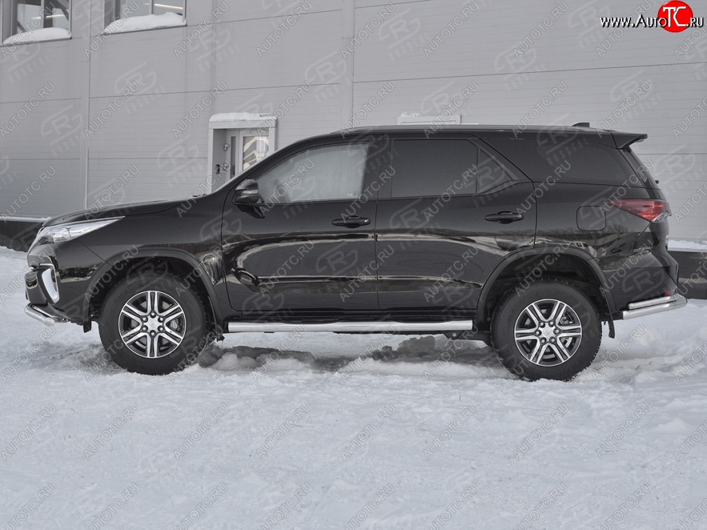 24 999 р. Пороги труба d76 с накладкой (v2) SLITKOFF  Toyota Fortuner  AN160 (2015-2024) дорестайлинг, рестайлинг  с доставкой в г. Йошкар-Ола