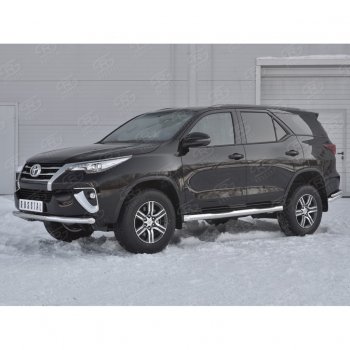 17 699 р. Защита переднего бампера (Ø63 мм, нержавейка) SLITKOFF Toyota Fortuner AN160 дорестайлинг (2015-2020)  с доставкой в г. Йошкар-Ола. Увеличить фотографию 2