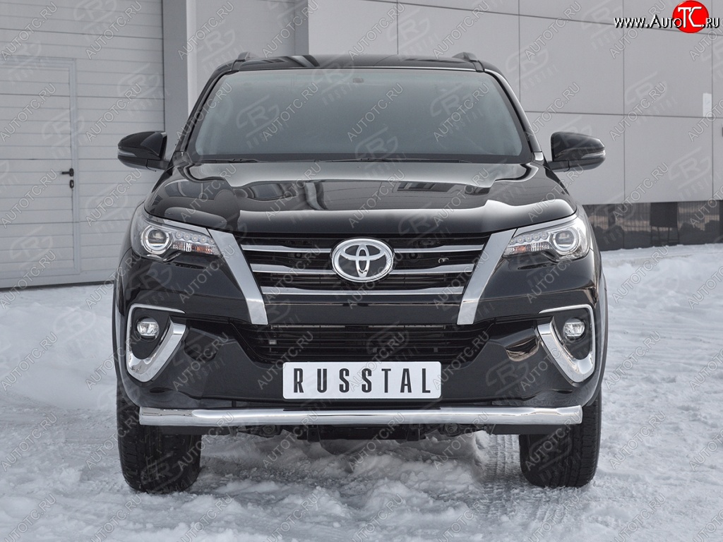 17 699 р. Защита переднего бампера (Ø63 мм, нержавейка) SLITKOFF Toyota Fortuner AN160 дорестайлинг (2015-2020)  с доставкой в г. Йошкар-Ола