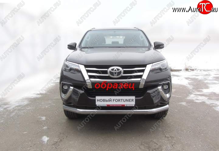 13 449 р. Защита переднего бампер Slitkoff  Toyota Fortuner  AN160 (2015-2020) дорестайлинг (Цвет: серебристый)  с доставкой в г. Йошкар-Ола