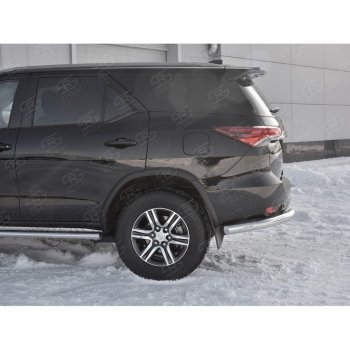 30 099 р. Защита заднего бампера (Ø76 мм уголки, нержавейка) SLITKOFF Toyota Fortuner AN160 дорестайлинг (2015-2020)  с доставкой в г. Йошкар-Ола. Увеличить фотографию 3