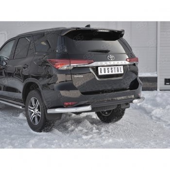 30 099 р. Защита заднего бампера (Ø76 мм уголки, нержавейка) SLITKOFF Toyota Fortuner AN160 дорестайлинг (2015-2020)  с доставкой в г. Йошкар-Ола. Увеличить фотографию 4