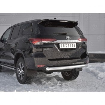 17 999 р. Защита заднего бампера (Ø63 мм короткая, нержавейка) SLITKOFF Toyota Fortuner AN160 дорестайлинг (2015-2020)  с доставкой в г. Йошкар-Ола. Увеличить фотографию 4