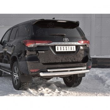 24 999 р. Защита заднего бампера (2 трубы Ø76х42 мм, нержавейка) SLITKOFF Toyota Fortuner AN160 дорестайлинг (2015-2020)  с доставкой в г. Йошкар-Ола. Увеличить фотографию 4