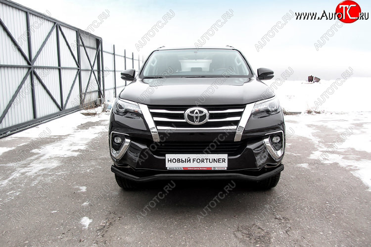 12 999 р. Защита переднего бампера Slitkoff (Ø 57 мм, волна). Toyota Fortuner AN160 дорестайлинг (2015-2020) (Сталь с полимерным покрытием. Цвет: черный)  с доставкой в г. Йошкар-Ола