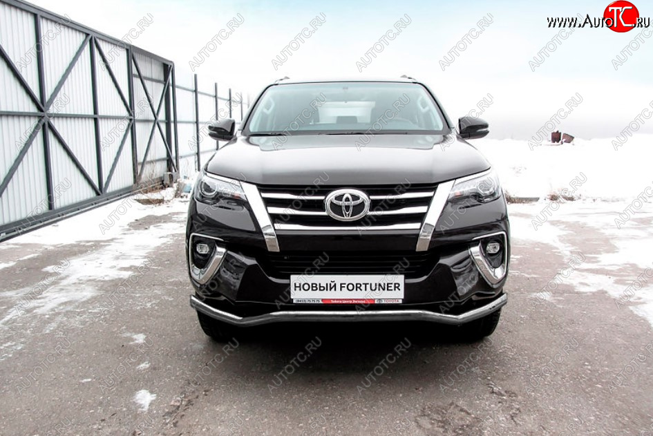 11 849 р. Защита переднего бампера Slitkoff (Ø 57 мм, волна).  Toyota Fortuner  AN160 (2015-2020) дорестайлинг (Сталь с полимерным покрытием. Цвет: серебристый)  с доставкой в г. Йошкар-Ола