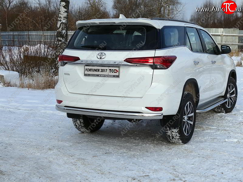 24 099 р. Защита заднего бампера (овальная) ТСС(нержавейка d 75х42 мм) Toyota Fortuner AN160 дорестайлинг (2015-2020)  с доставкой в г. Йошкар-Ола