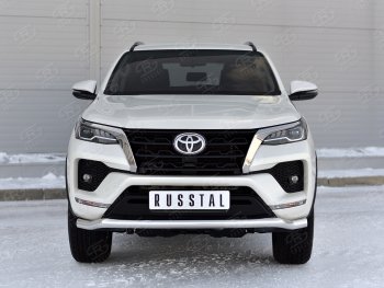 Защита переднего бампера (Ø63 мм, нержавейка) SLITKOFF Toyota Fortuner AN160 рестайлинг (2020-2025)