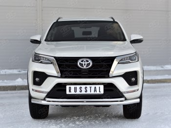 22 999 р. Защита переднего бампера (2 трубы Ø63 и 42 мм, нержавейка) SLITKOFF  Toyota Fortuner  AN160 (2020-2025) рестайлинг  с доставкой в г. Йошкар-Ола. Увеличить фотографию 3