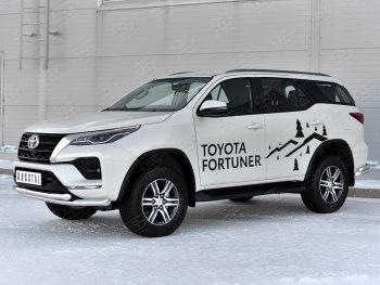 26 549 р. Защита переднего бампера (2 трубы Ø63, нержавейка) SLITKOFF  Toyota Fortuner  AN160 (2020-2025) рестайлинг  с доставкой в г. Йошкар-Ола. Увеличить фотографию 3