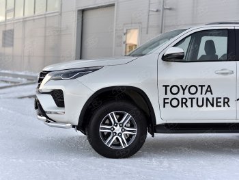 26 549 р. Защита переднего бампера (2 трубы Ø63, нержавейка) SLITKOFF  Toyota Fortuner  AN160 (2020-2025) рестайлинг  с доставкой в г. Йошкар-Ола. Увеличить фотографию 4