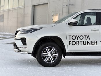 28 999 р. Защита переднего бампера (Ø63 мм с клыками, нержавейка) SLITKOFF Toyota Fortuner AN160 рестайлинг (2020-2025)  с доставкой в г. Йошкар-Ола. Увеличить фотографию 4