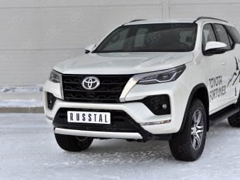 Защита переднего бампера (Ø75х42 мм, нержавейка) Russtal Toyota Fortuner AN160 рестайлинг (2020-2025)