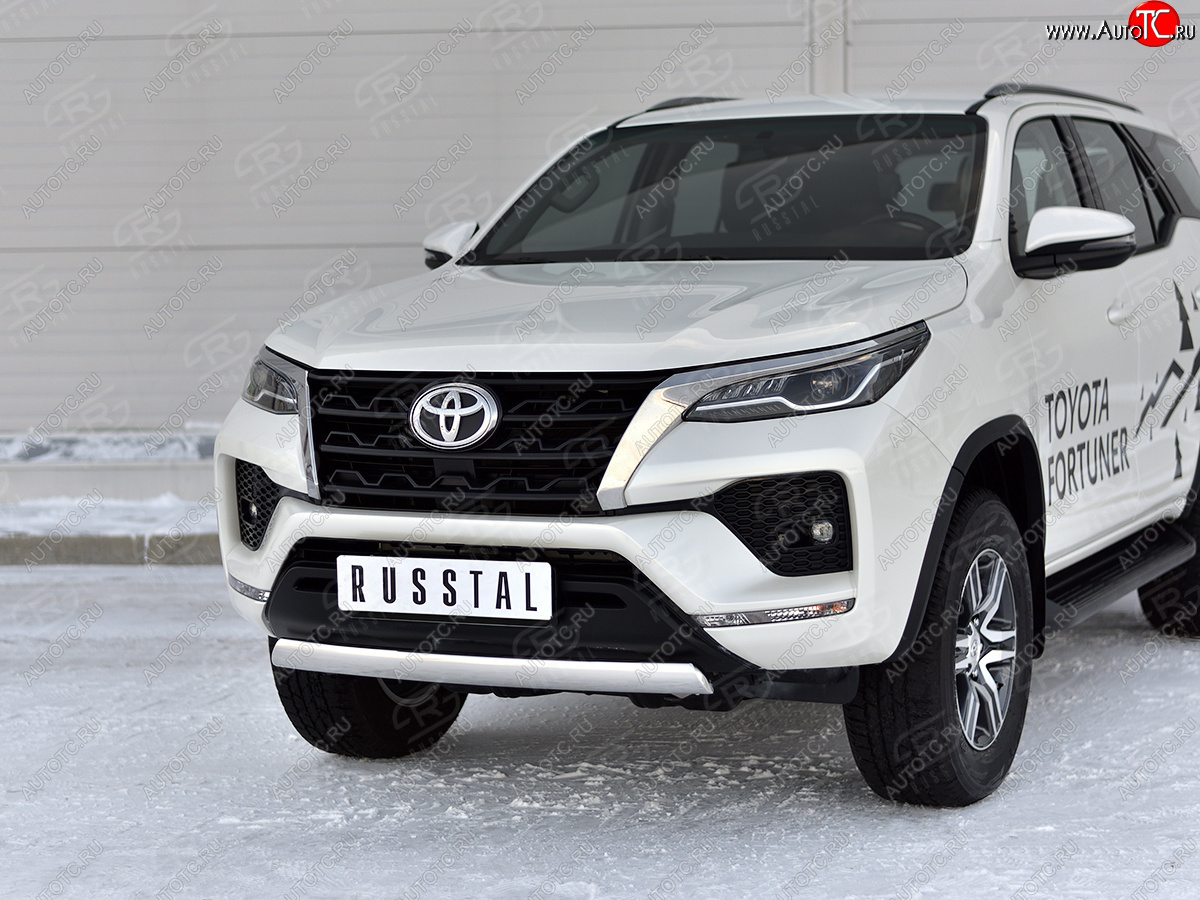 16 699 р. Защита переднего бампера (Ø75х42 мм, нержавейка) Russtal Toyota Fortuner AN160 рестайлинг (2020-2025)  с доставкой в г. Йошкар-Ола