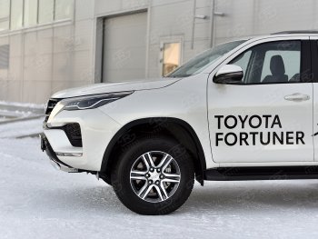 16 699 р. Защита переднего бампера (Ø75х42 мм, нержавейка) Russtal Toyota Fortuner AN160 рестайлинг (2020-2025)  с доставкой в г. Йошкар-Ола. Увеличить фотографию 4