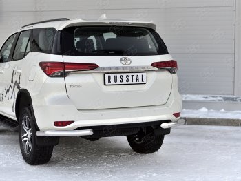 17 949 р. Защита заднего бампера (Ø63 мм уголки, нержавейка) SLITKOFF  Toyota Fortuner  AN160 (2020-2025) рестайлинг  с доставкой в г. Йошкар-Ола. Увеличить фотографию 2