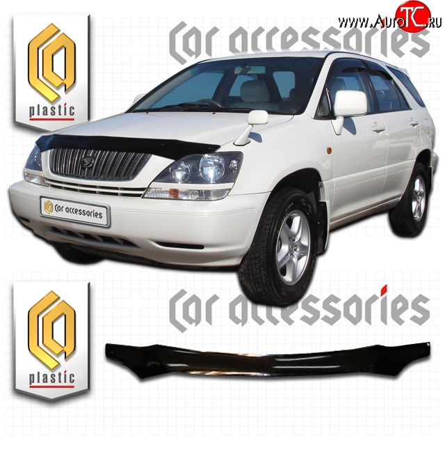 2 059 р. Дефлектор капота CA Plastic  Toyota Harrier  XU10 (1997-2003) дорестайлинг, рестайлинг (Classic черный, Без надписи)  с доставкой в г. Йошкар-Ола