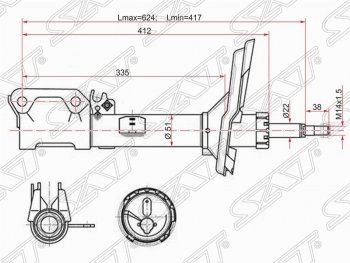 Левый амортизатор задний SAT Toyota Kluger XU20 дорестайлинг (2000-2003)