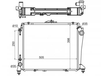 Радиатор двигателя SAT (пластинчатый, DIESEL AT) Toyota (Тойота) Hiace (Хайс)  H100 (1989-2004) H100 минивэн дорестайлинг (Япония), минивэн 1-ый рестайлинг (Япония), минивэн (Япония)  2-ой рестайлинг