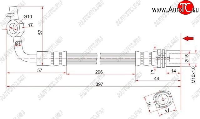 599 р. Тормозной шланг SAT (правый) Toyota Hiace H100 минивэн дорестайлинг (Япония) (1989-1993)  с доставкой в г. Йошкар-Ола