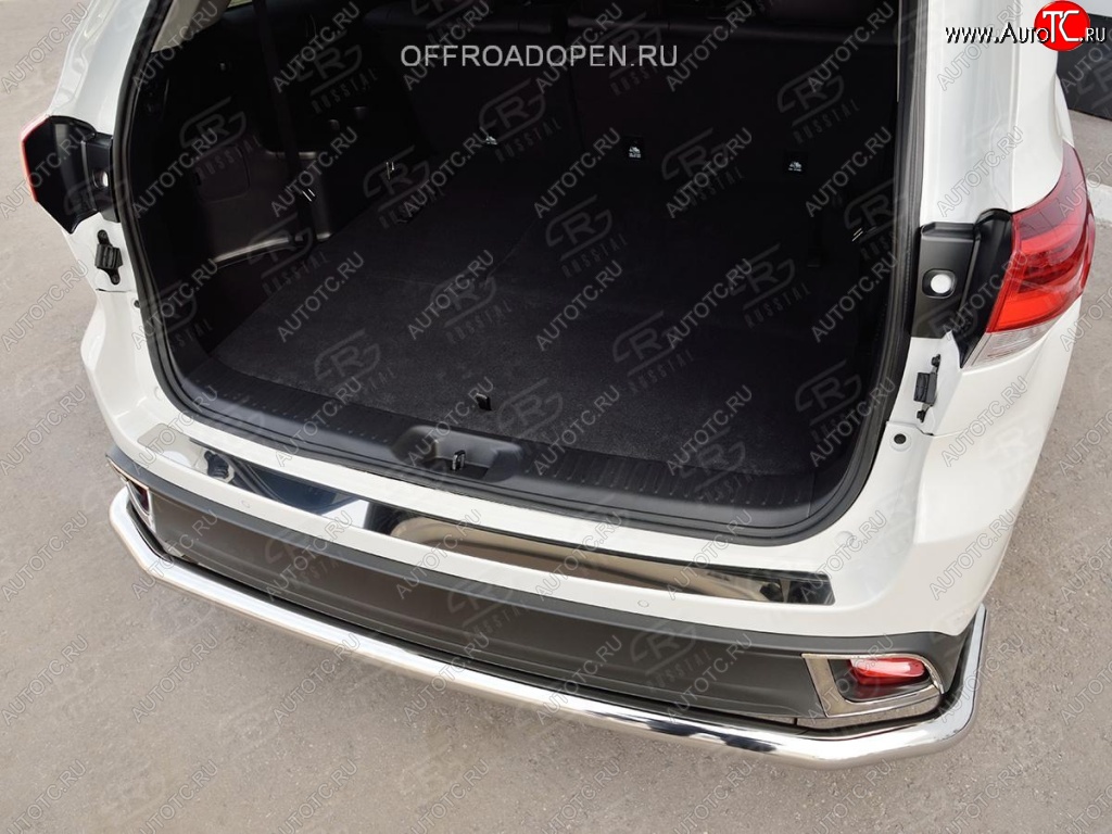 2 199 р. Накладка на задний бампер Russtal Toyota Highlander XU50 рестайлинг (2016-2020) (полированная нержавейка)  с доставкой в г. Йошкар-Ола