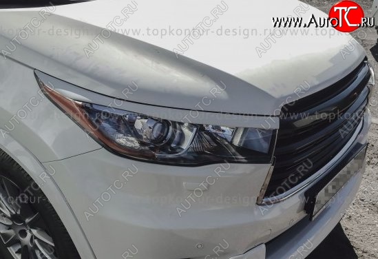 2 199 р. Реснички на фары TopKontur Design Toyota Highlander XU50 дорестайлинг (2013-2017) (Неокрашенные)  с доставкой в г. Йошкар-Ола