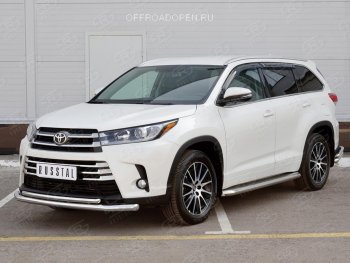 21 449 р. Защита переднего бампера (2 трубы Ø63 и 42 мм, нержавейка) SLITKOFF  Toyota Highlander  XU50 (2013-2017) дорестайлинг  с доставкой в г. Йошкар-Ола. Увеличить фотографию 3