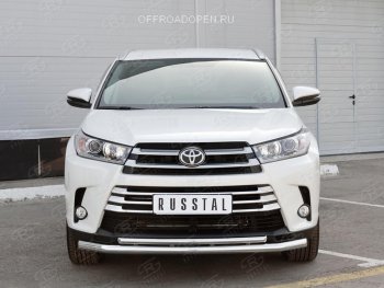 21 449 р. Защита переднего бампера (2 трубы Ø63 и 42 мм, нержавейка) SLITKOFF  Toyota Highlander  XU50 (2013-2017) дорестайлинг  с доставкой в г. Йошкар-Ола. Увеличить фотографию 4