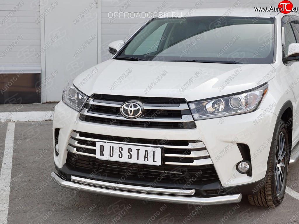 21 449 р. Защита переднего бампера (2 трубы Ø63 и 42 мм, нержавейка) SLITKOFF  Toyota Highlander  XU50 (2013-2017) дорестайлинг  с доставкой в г. Йошкар-Ола