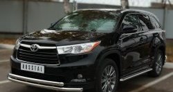 21 999 р. Защита переднего бампера (2 трубыØ63 мм, нержавейка) SLITKOFF  Toyota Highlander  XU50 (2013-2017) дорестайлинг  с доставкой в г. Йошкар-Ола. Увеличить фотографию 3