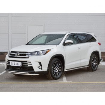 18 599 р. Защита переднего бампера (2 трубыØ42 мм, нержавейка) SLITKOFF  Toyota Highlander  XU50 (2013-2017) дорестайлинг  с доставкой в г. Йошкар-Ола. Увеличить фотографию 2