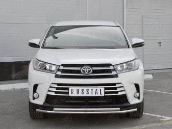 18 599 р. Защита переднего бампера (2 трубыØ42 мм, нержавейка) SLITKOFF  Toyota Highlander  XU50 (2013-2017) дорестайлинг  с доставкой в г. Йошкар-Ола. Увеличить фотографию 3