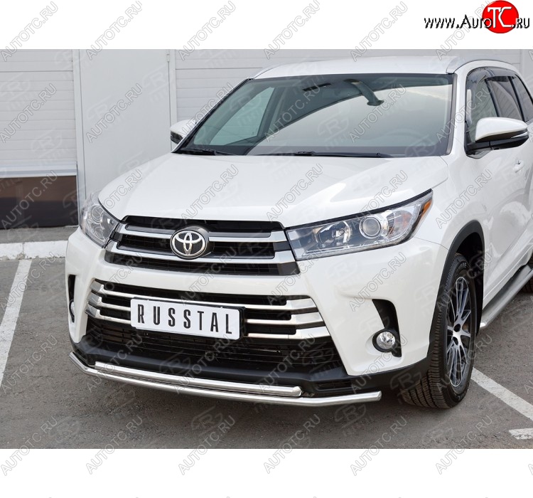 18 599 р. Защита переднего бампера (2 трубыØ42 мм, нержавейка) SLITKOFF  Toyota Highlander  XU50 (2013-2017) дорестайлинг  с доставкой в г. Йошкар-Ола