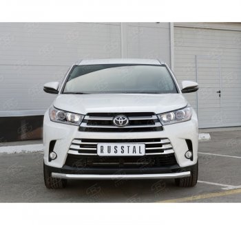 15 899 р. Одинарная защита переднего бампера диаметром 63 мм SLITKOFF  Toyota Highlander  XU50 (2013-2017) дорестайлинг  с доставкой в г. Йошкар-Ола. Увеличить фотографию 3