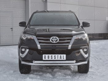 26 499 р. Защита переднего бампера (2 трубыØ63 мм, нержавейка) SLITKOFF  Toyota Highlander  XU50 (2013-2017) дорестайлинг  с доставкой в г. Йошкар-Ола. Увеличить фотографию 3