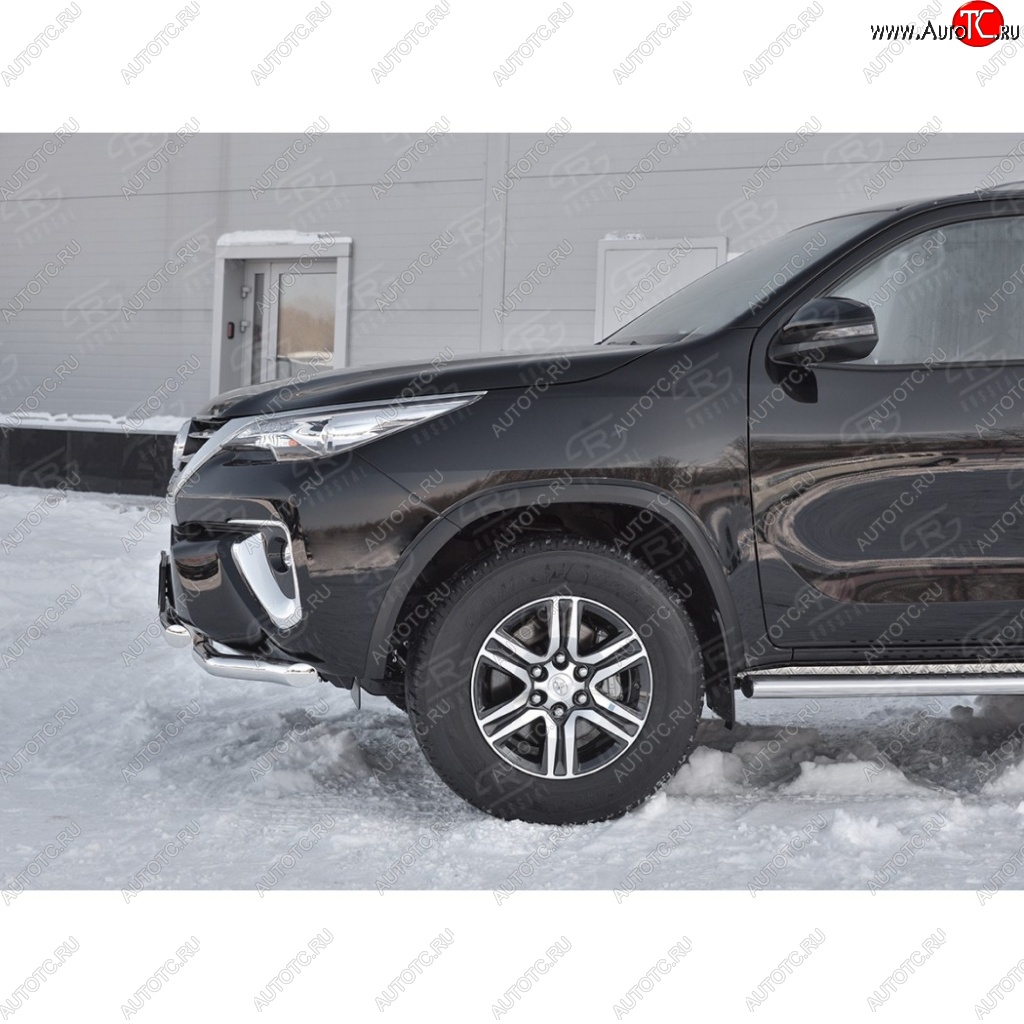 26 499 р. Защита переднего бампера (2 трубыØ63 мм, нержавейка) SLITKOFF  Toyota Highlander  XU50 (2013-2017) дорестайлинг  с доставкой в г. Йошкар-Ола